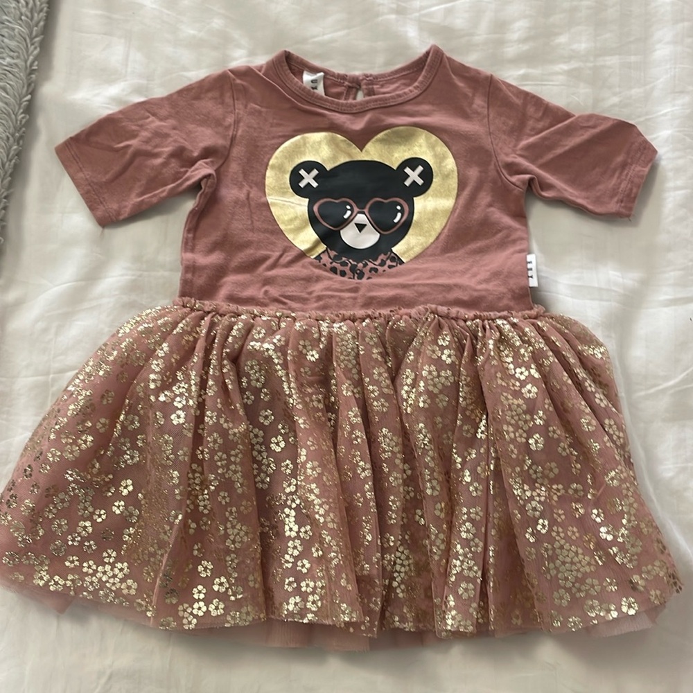 HUX onsie tutu dress size 2 (18-24m) pink gold